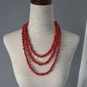 Elegant Red/Orange Beaded Necklace